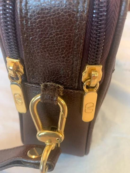 Valentino Dark Burgundy Leather Clutch Wristlet with Gold Hardware - Picture 2 of 10